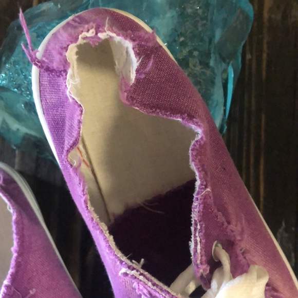 Women's Purple Low-top Canvas Casual Lace Up Sneakers Shoes Sz 9 Summer Beach - Picture 4 of 16